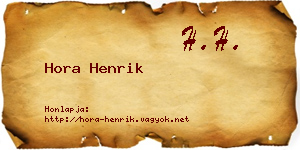 Hora Henrik névjegykártya
